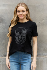 Skull Butterfly Graphic Cotton T-Shirt