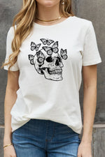 X- FBB Butterfly Skull Graphic Cotton Tee