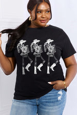Cow Girl Triple Skeletons Graphic Cotton Tee