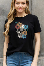 Flower Skull Graphic Cotton Tee