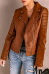 X- FBB  Ribbed Faux Leather Jacket