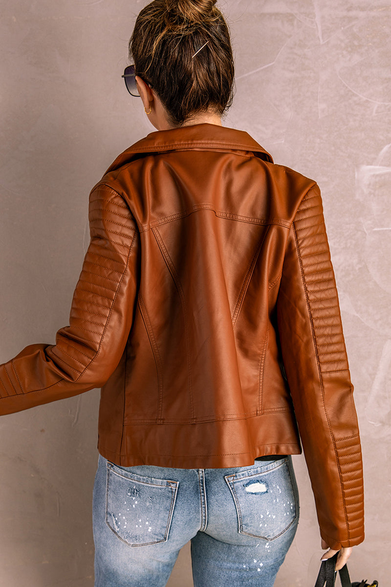 X- FBB  Ribbed Faux Leather Jacket