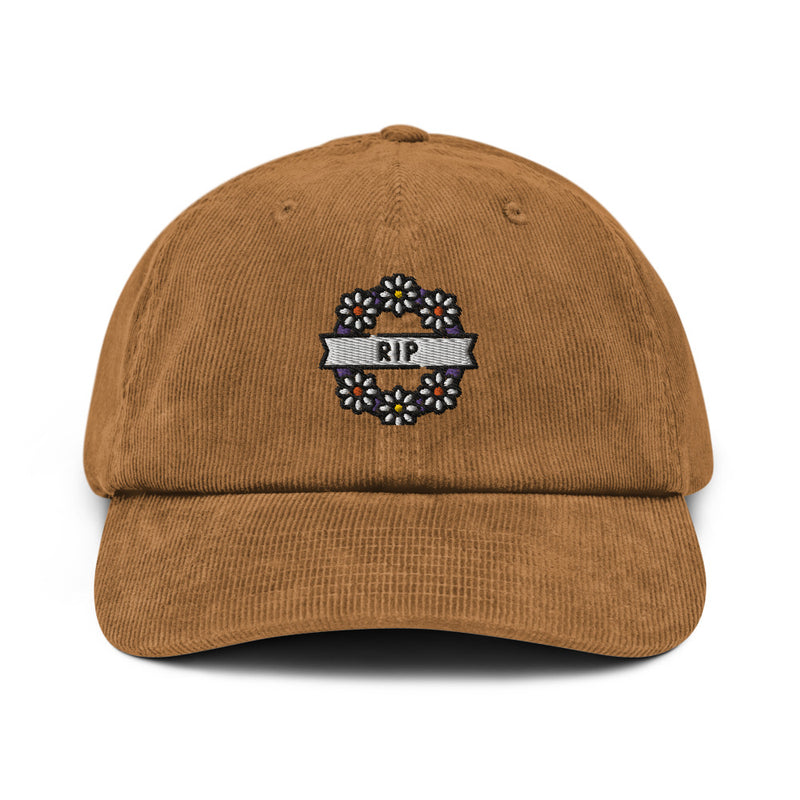 Funeral Wreath Embroidered Corduroy hat